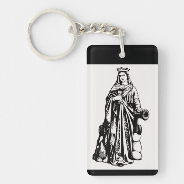 Saint Barbara with chalice and cannon Key Ring (Front)