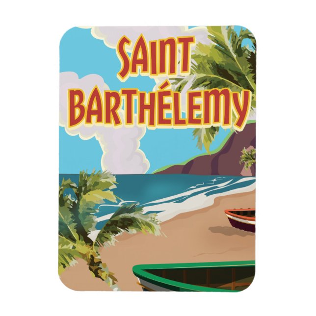 Saint Barthélemy Island Vintage Travel Poster Magnet (Vertical)