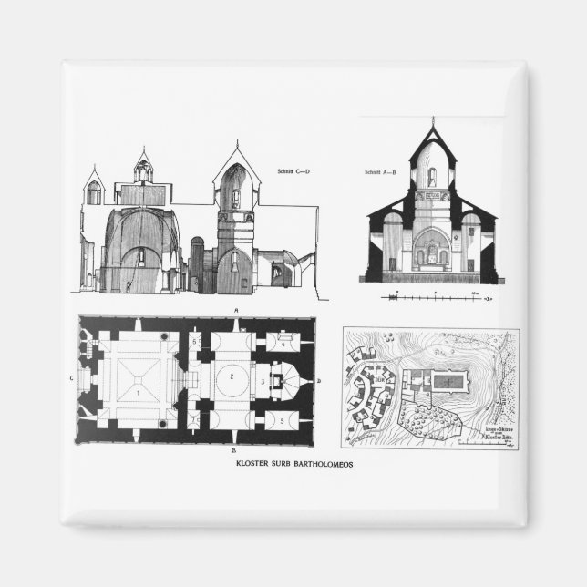 Saint Bartholomew Monastery floor and cross plan M Magnet (Front)