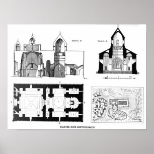 Saint Bartholomew Monastery floor and cross plan Poster