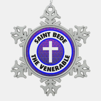 Saint Bede the Venerable Snowflake Pewter Christmas Ornament