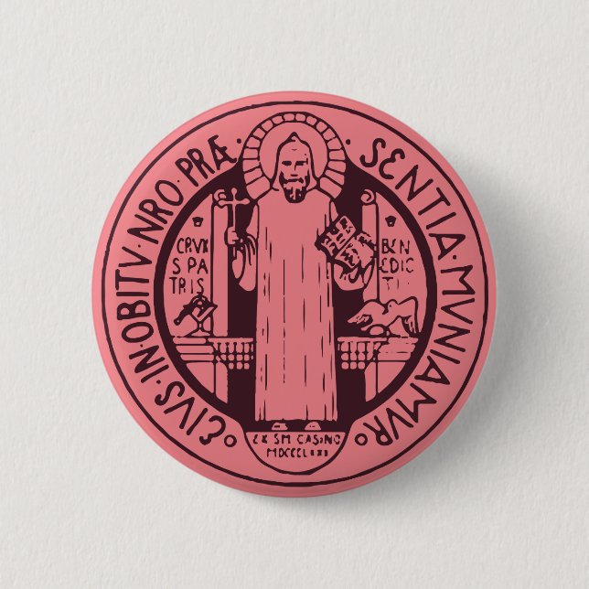 Saint Benedict Medal 6 Cm Round Badge (Front)
