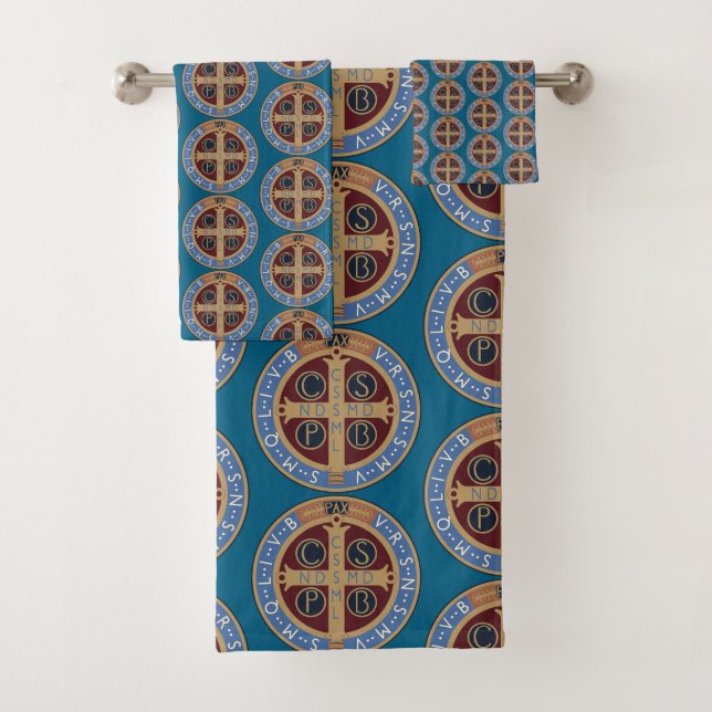 Saint Benedict Medal Bath Towel Set (Insitu)