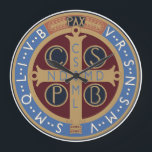 Saint Benedict Medal Large Clock<br><div class="desc">The letters stand for the Latin words Crux Sacra Sit Mihi Lux: Non Draco Sit Mihi Dux which means "May the Holy Cross be My Light: Let Not the Devil be My Guide." The Letters CSPB in the 4 angles around the cross stand for Crux Sancti Patris Benedicti , the...</div>