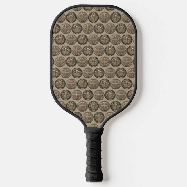 Saint Benedict Medal Pickleball Paddles (Front)