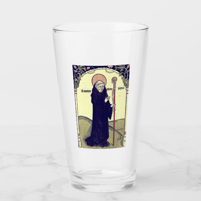 Saint  Benedict of Nursia Abbot of Monte Cassino Glass (Front)