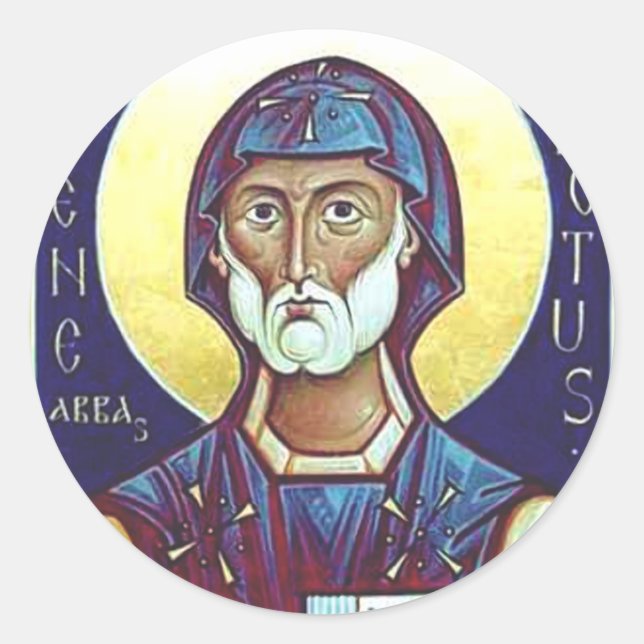 Saint Benedict of Nursia Father of Monasticism Classic Round Sticker (Front)