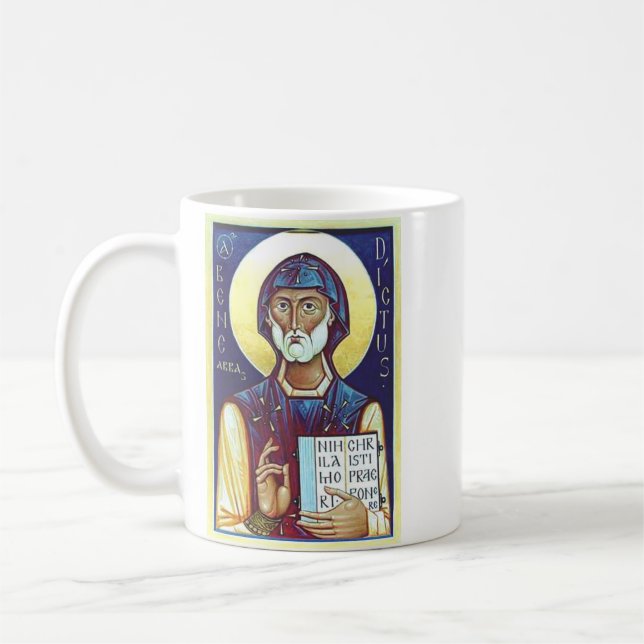 Saint Benedict of Nursia Father of Monasticism Coffee Mug (Left)