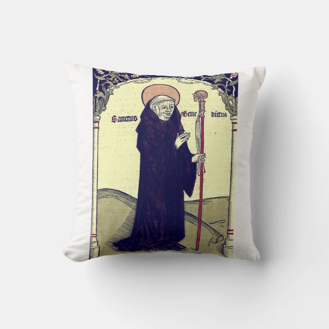 Saint Benedict of Nursia Father of Monasticism Cushion (Front)
