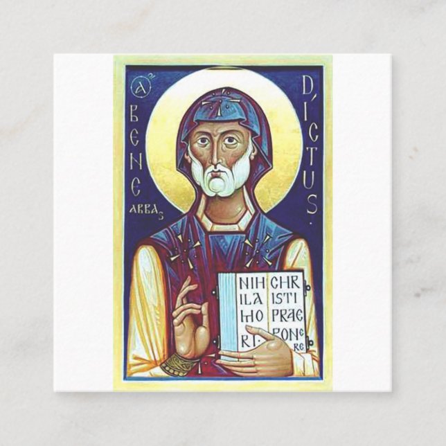 Saint Benedict of Nursia Father of Monasticism Square Business Card (Front)