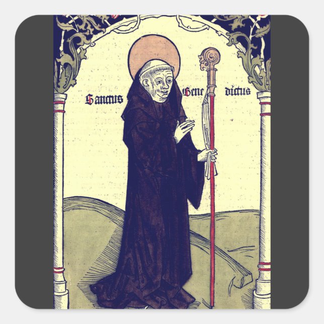 Saint Benedict of Nursia Father of Monasticism Square Sticker (Front)