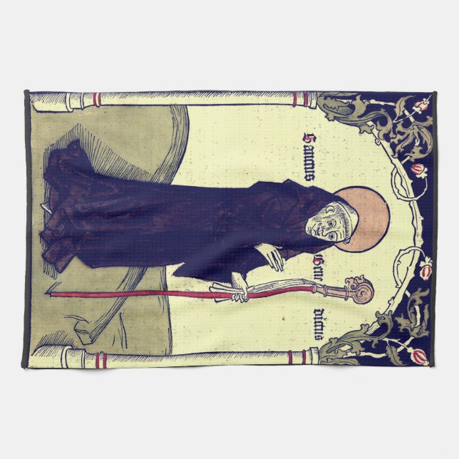 Saint Benedict of Nursia Father of Monasticism Tea Towel (Horizontal)