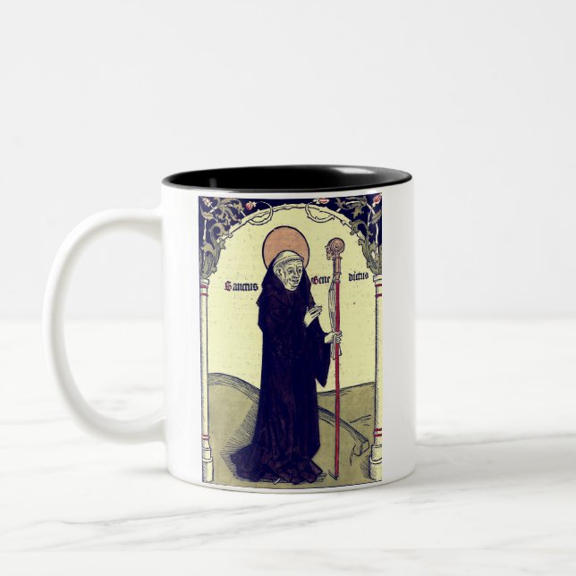 Saint Benedict of Nursia Father of Monasticism Two-Tone Coffee Mug (Left)