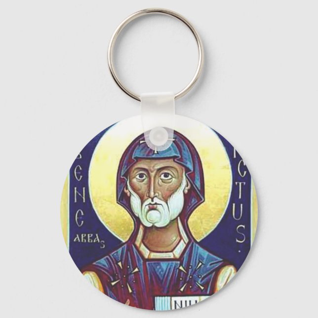 Saint Benedict of Nursia Father of Monks Art Key Ring (Front)