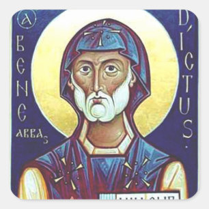 Saint Benedict of Nursia Father of Monks Art Square Sticker