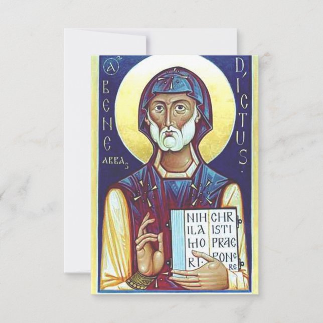 Saint Benedict of Nursia Father of Monks Art Thank You Card (Front)
