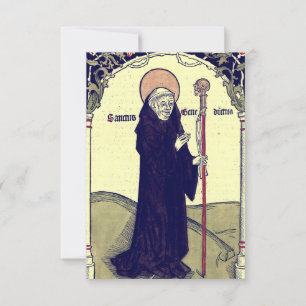 Saint Benedict of Nursia Medieval Holy Card