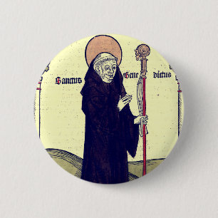 Saint Benedict of Nursia Patron of Europe Catholic 6 Cm Round Badge