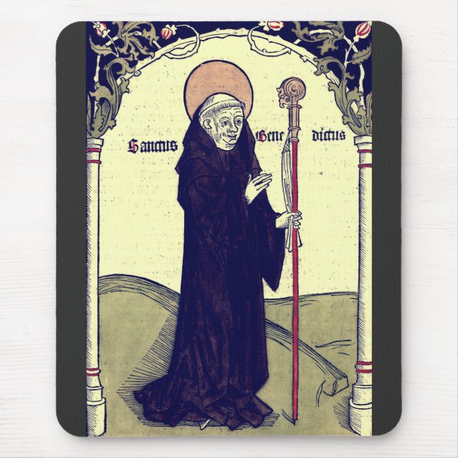 Saint Benedict of Nursia Patron of Europe Catholic Mouse Mat (Front)