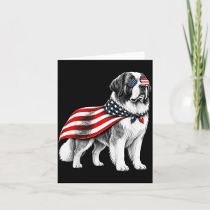 Saint Bernard 4th Of July Aamerican Flag Dog Card