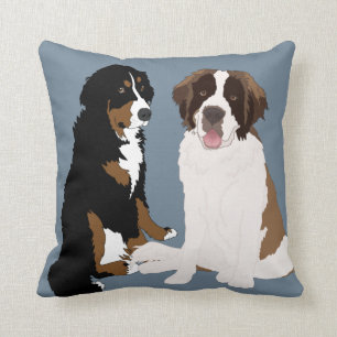 Saint Bernard and Bernese Mountain Dog Cushion