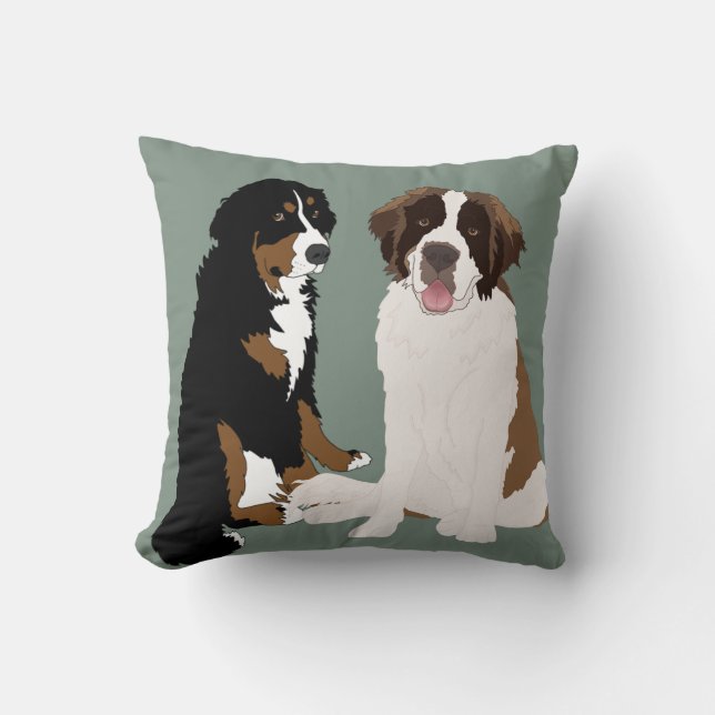 Saint Bernard and Bernese Mountain Dog  Cushion (Front)