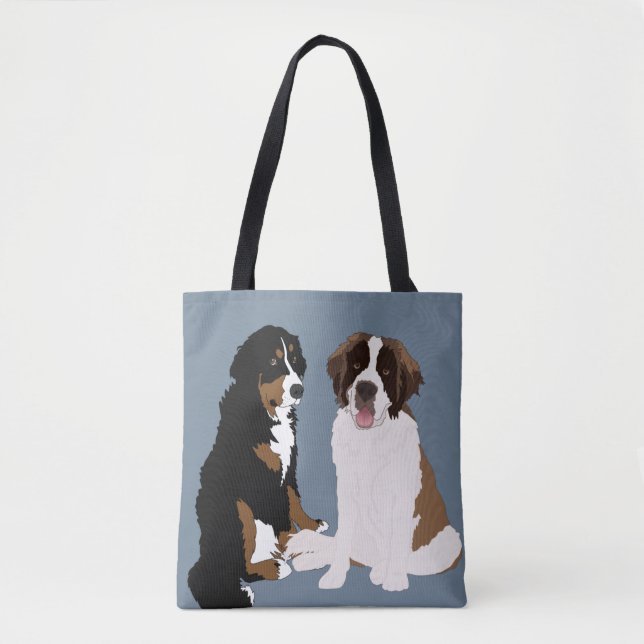 Saint Bernard and Bernese Mountain Dog Tote Bag (Front)
