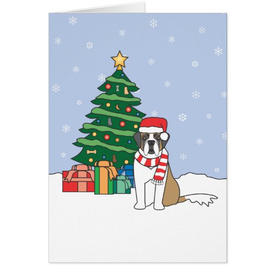 Saint Bernard and Christmas Tree Card