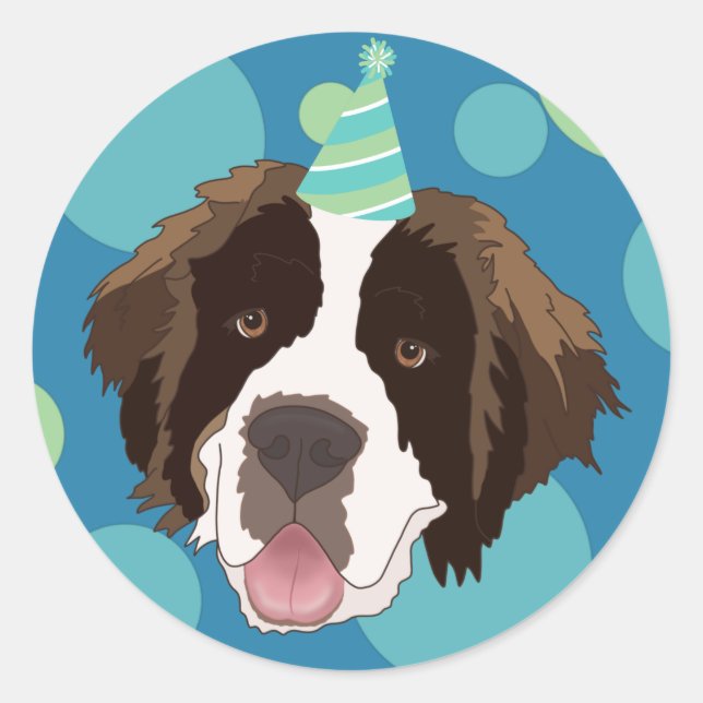 Saint Bernard Birthday  Classic Round Sticker (Front)