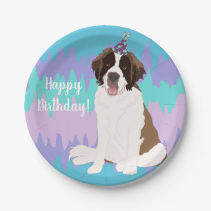 Saint Bernard Birthday Paper Plate