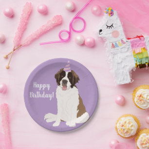 Saint Bernard Birthday Paper Plate