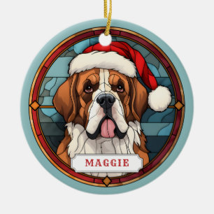Saint Bernard Ceramic Circle Ornament