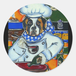 Saint Bernard Chef Classic Round Sticker
