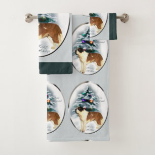 Saint Bernard Christmas Bath Towel Set