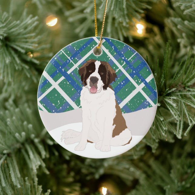 Saint Bernard Christmas Ceramic Tree Decoration (Tree)
