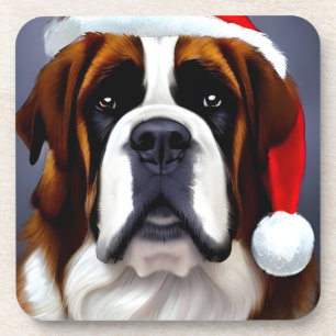 Saint Bernard Christmas Coaster