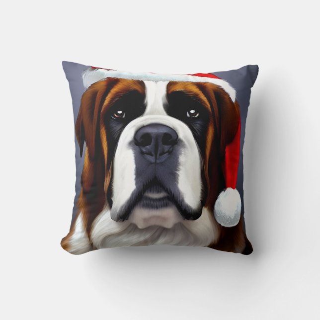 Saint Bernard Christmas Cushion (Front)