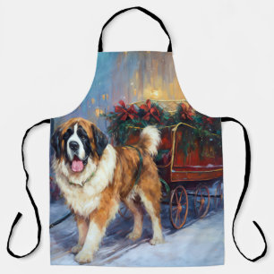 Saint Bernard Christmas Festive Season  Apron