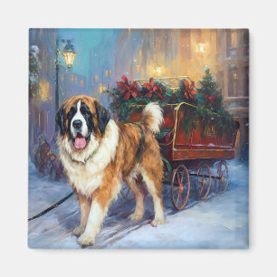 Saint Bernard Christmas Festive Season  Magnet