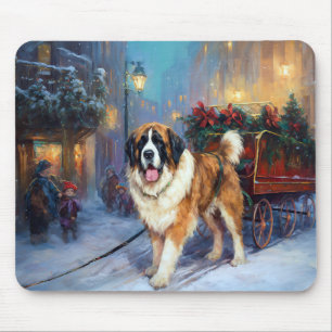 Saint Bernard Christmas Festive Season Mouse Mat