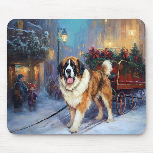 Saint Bernard Christmas Festive Season  Mouse Mat (Front)