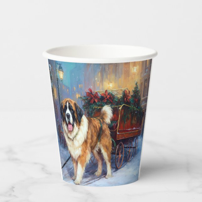 Saint Bernard Christmas Festive Season  Paper Cups (Front)