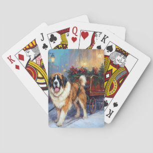 Saint Bernard Christmas Festive Season  Playing Cards