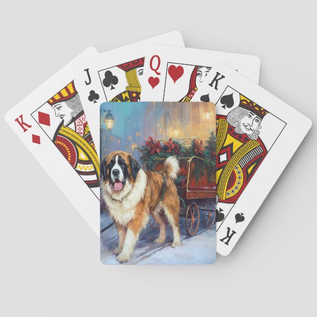 Saint Bernard Christmas Festive Season  Playing Cards (Back)