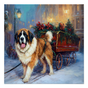 Saint Bernard Christmas Festive Season Poster