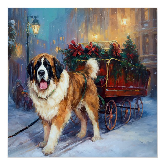Saint Bernard Christmas Festive Season  Poster (Front)