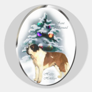 Saint Bernard Christmas Gifts Classic Round Sticker