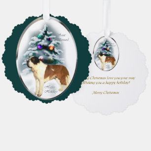 Saint Bernard Christmas Gifts Tree Decoration Card