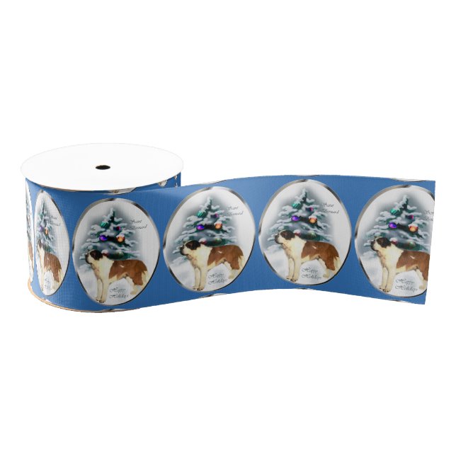 Saint Bernard Christmas Grosgrain Ribbon (Spool)
