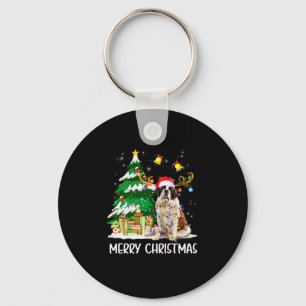 Saint Bernard Christmas Lights Tree Santa Xmas Paj Key Ring